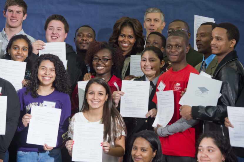 First Lady Michelle Obama spoke to students about college affordability at a workshop on the...