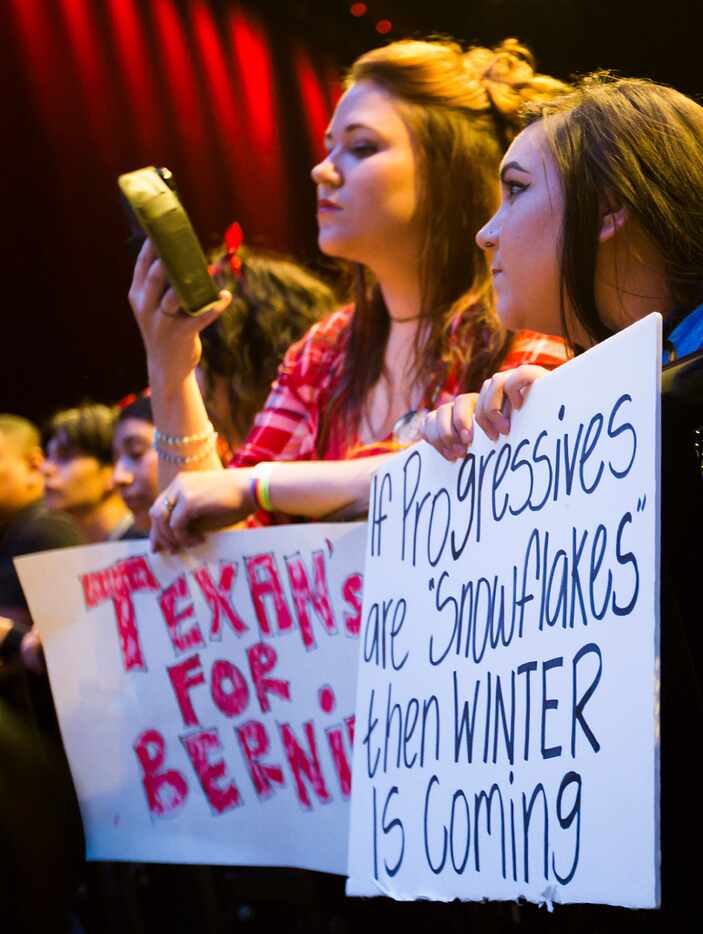 Supporters wait for Vermont senator Bernie Sanders to take the stage for the rally.