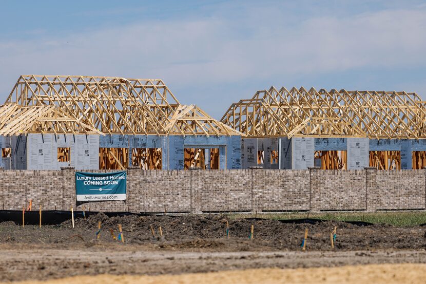 Houses under construction near the Princeton Municipal Center.