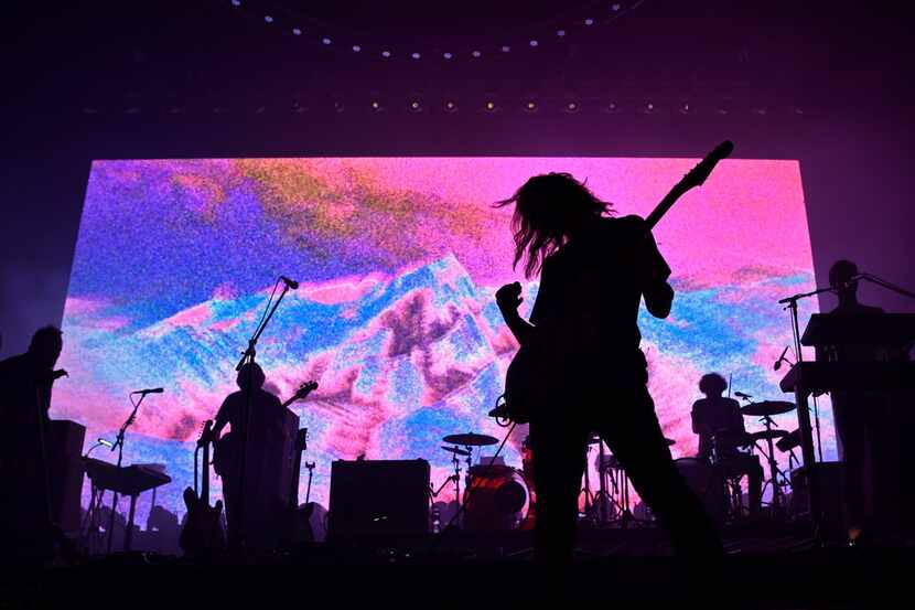 Tame Impala lead singer Kevin Parker performs at the Toyota Music Factory in Irving,...