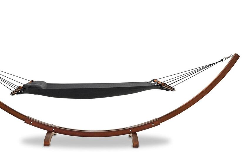 The free-standing hammock from Lujo features a stand made from durable kwila hardwood. (Lujo...