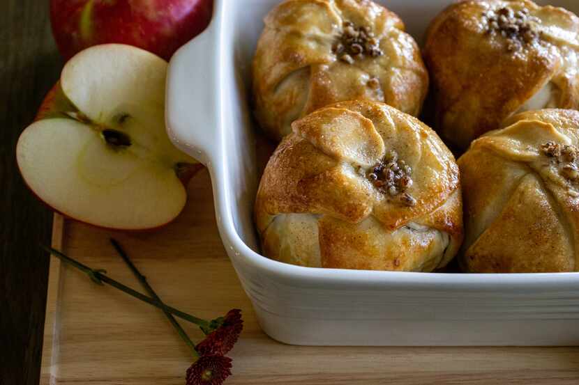Apple dumplings can be made with homemade or storebought dough.