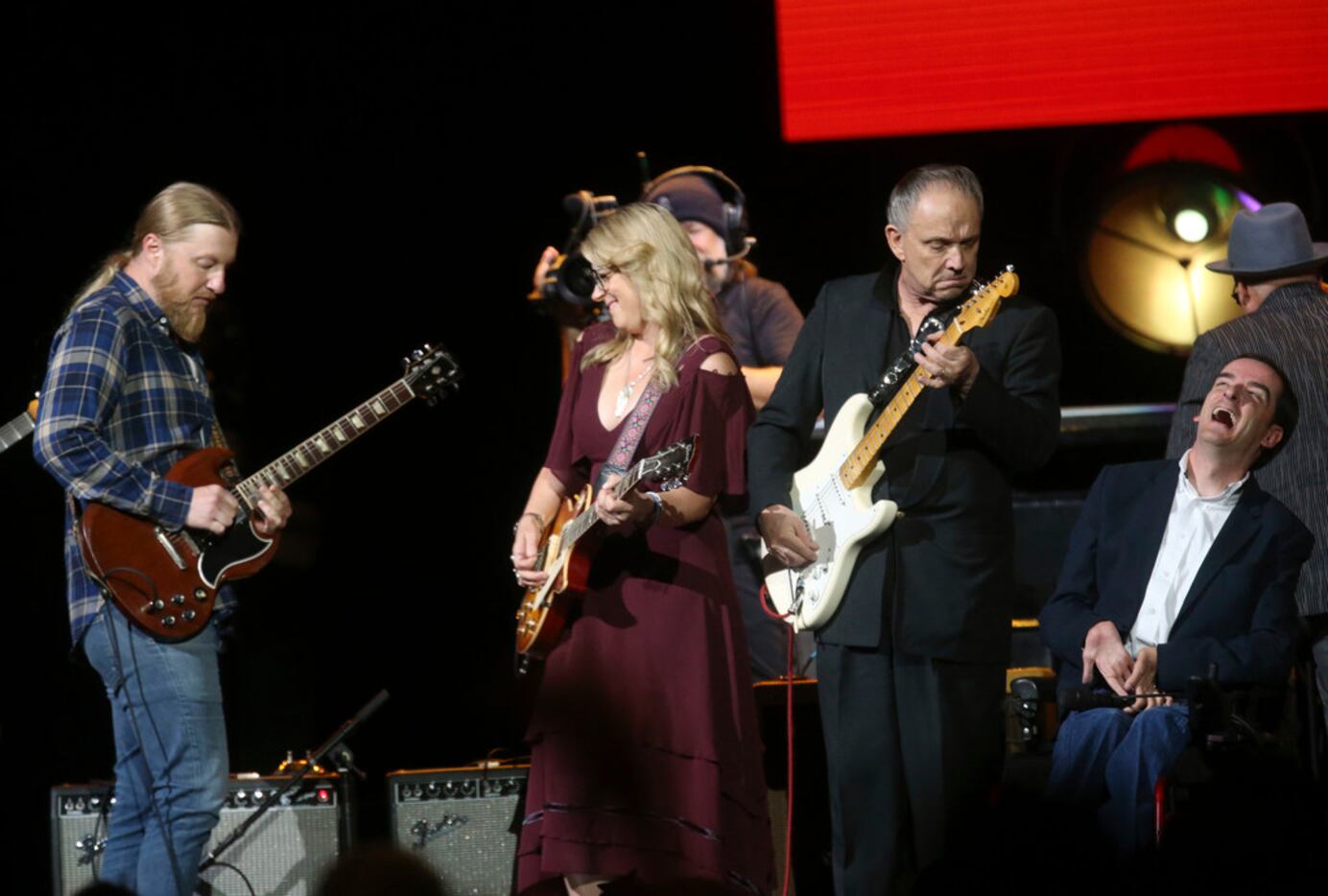 (from left) Derek Trucks, Susan Tedeschi, Jimmie Vaughan, of Dallas, and singer Bradley...