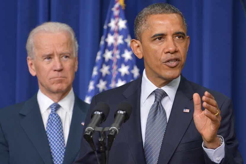 US President Barack Obama speaks on proposals to reduce gun violence as Vice President Joe...