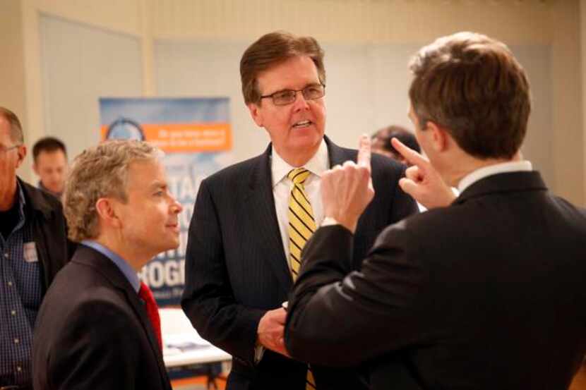 
Republican Dan Patrick, on the campaign trail in April, on Wednesday credited his...