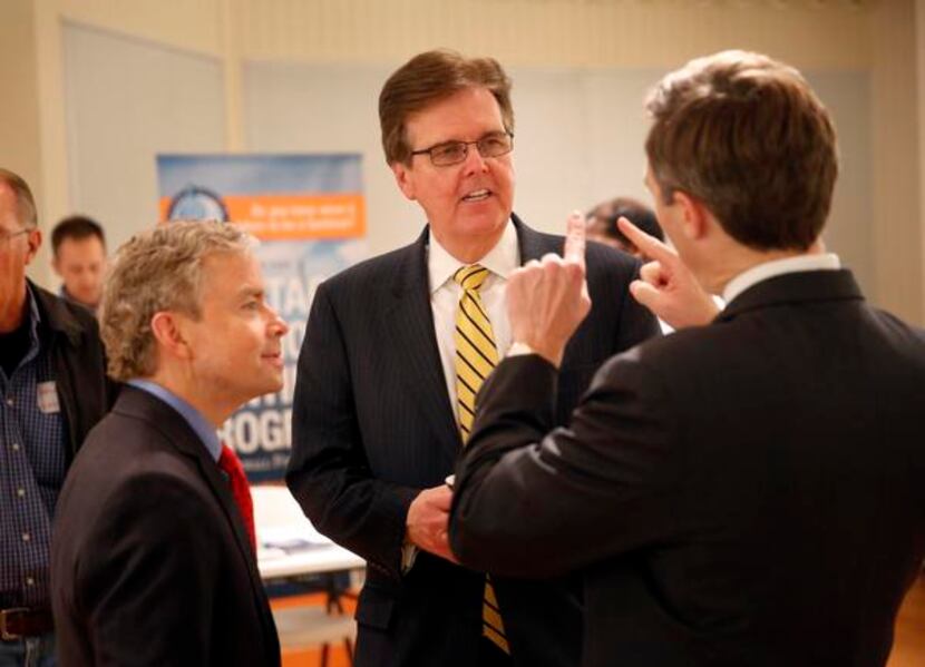
Republican Dan Patrick, on the campaign trail in April, on Wednesday credited his...