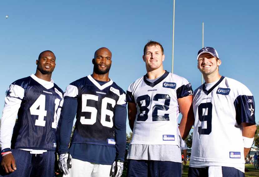 The Dallas Cowboys draft of 2003 class, including (l to r ) Terence Newman, Bradie James,...