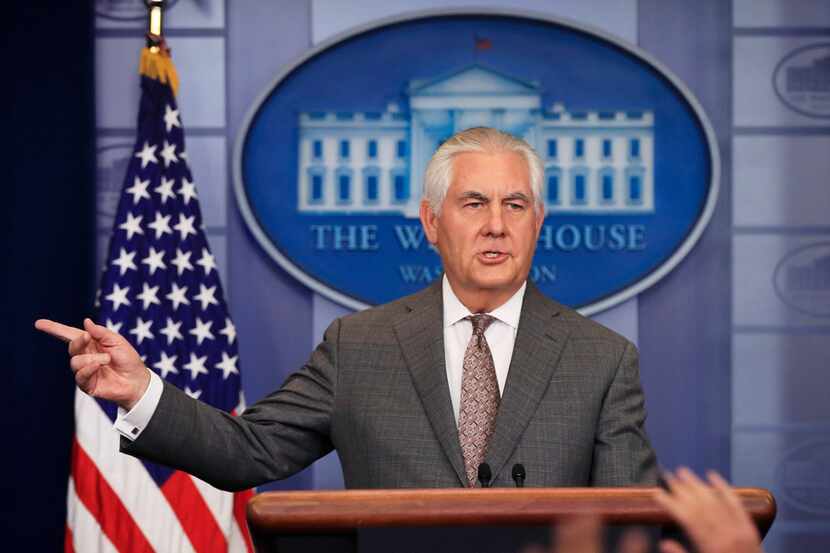 Secretary of State Rex Tillerson spoke about North Korea during the daily press briefing at...