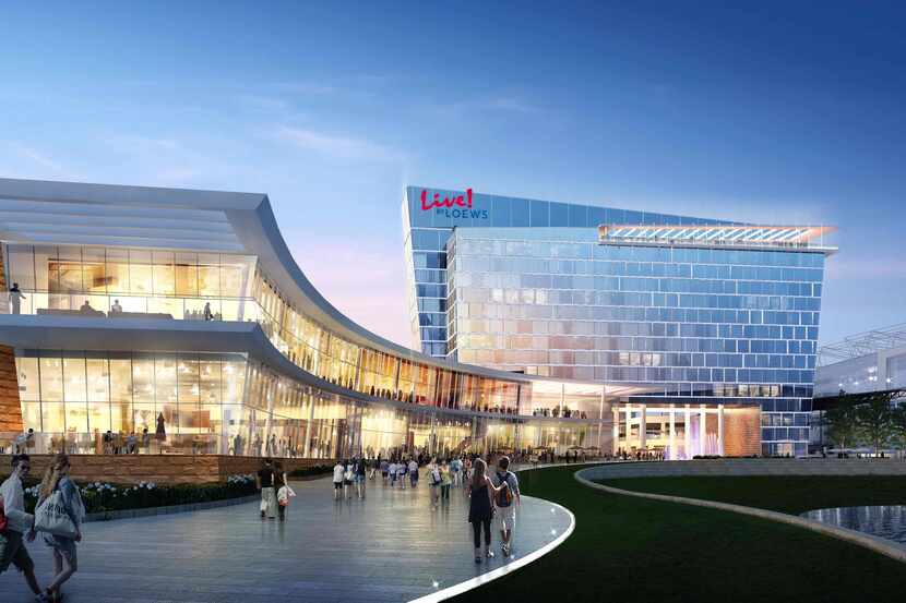 Artist's rendering of Live! by Loews hotel and convention center coming to Texas Live.