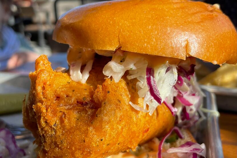 The beer-battered cod sandwich at Loro in Dallas.