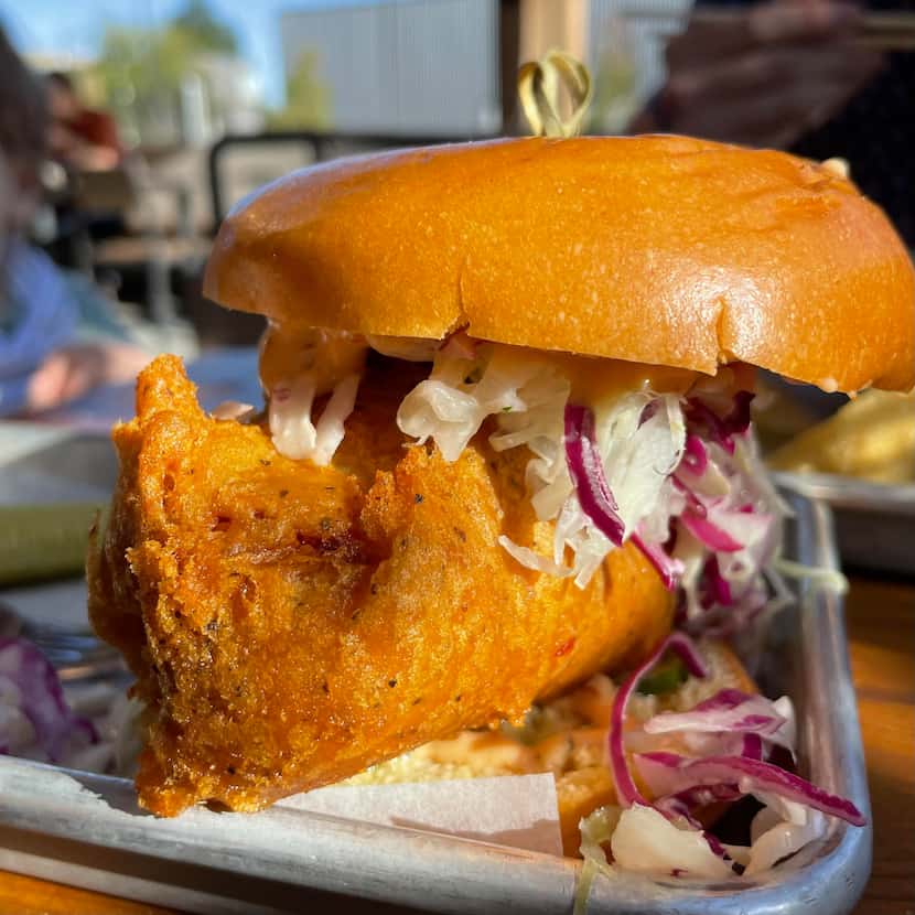 The beer-battered cod sandwich at Loro in Dallas is a great price at happy hour: just $8....