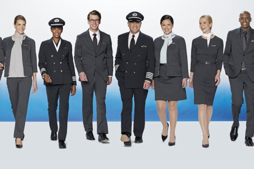 Prototypes of the new uniform styles being tested by American Airlines employees.
