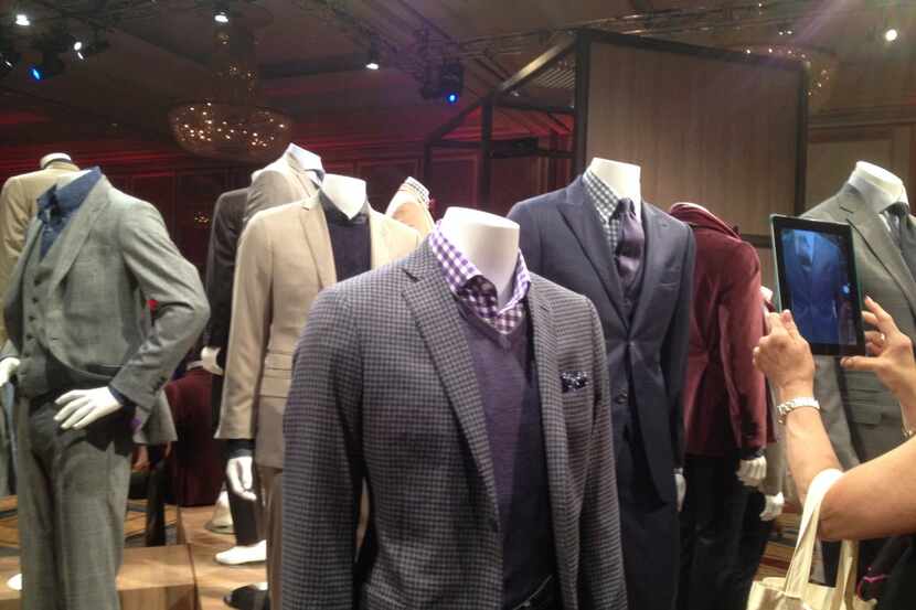 Mannequins dressed in fall and winter fashions from J. Hilburn. The showroom was set up for...
