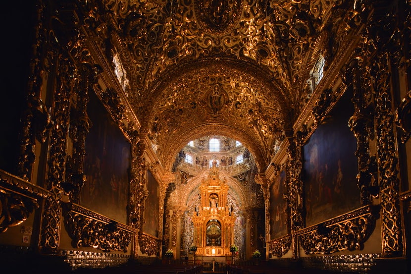 The Rosary Chapel at the Church of Santo Domingo is a breathtaking room, with gold-leafed...