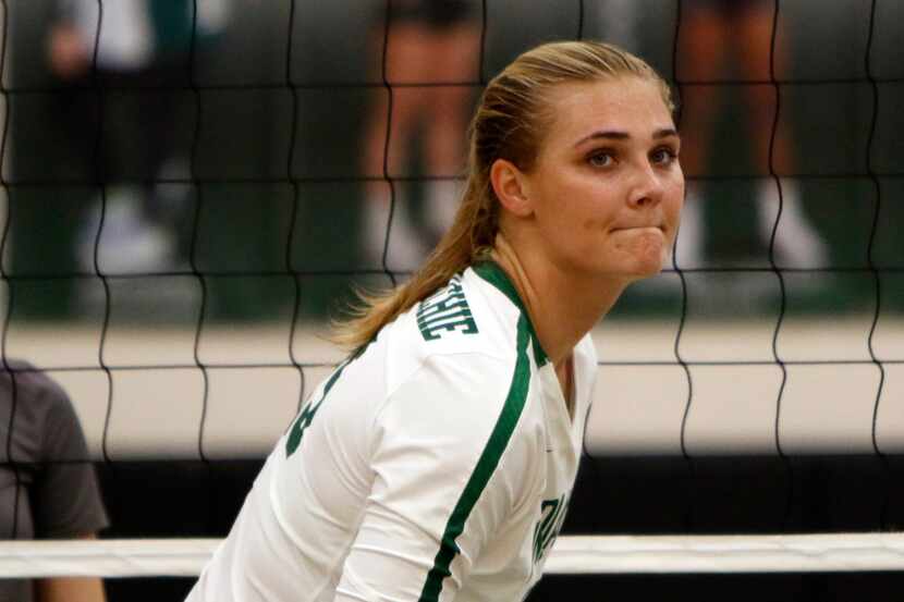 Waxahachie senior outside hitter Audrey Nalls is pictured during match against Mansfield on...