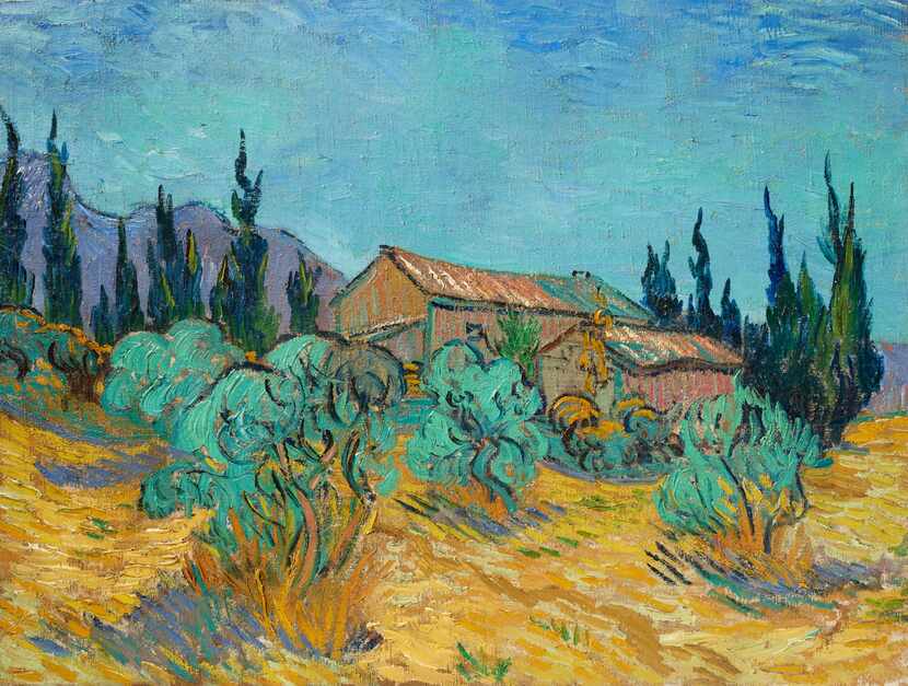 Vincent van Gogh's "Cabanes de bois parmi les oliviers et cyprès." 