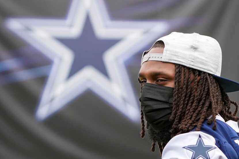 Newly signed Dallas Cowboys safety Malik Hooker watches from the sidelines during a practice...