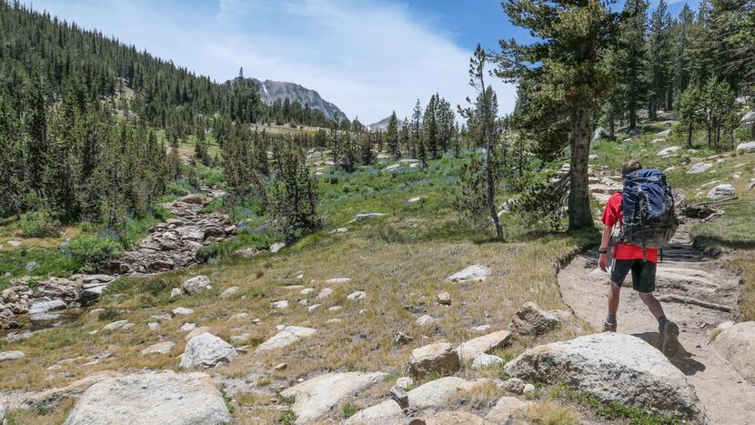While not steep, the approach to the Vogelsang High Sierra Camp is in thin air, so give...
