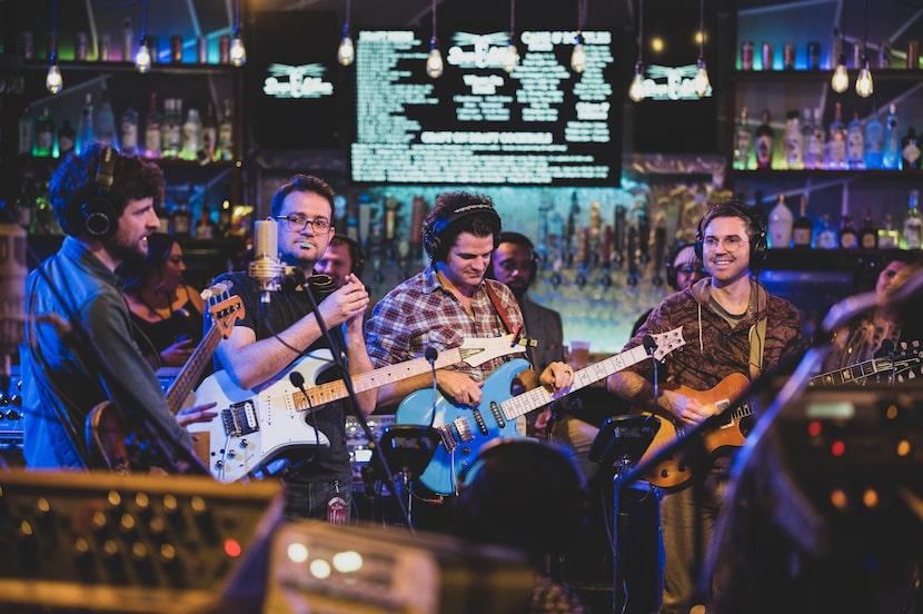 Michael League (from left), Bob Lanzetti, Mark Lettieri and Chris McQueen of Snarky Puppy...