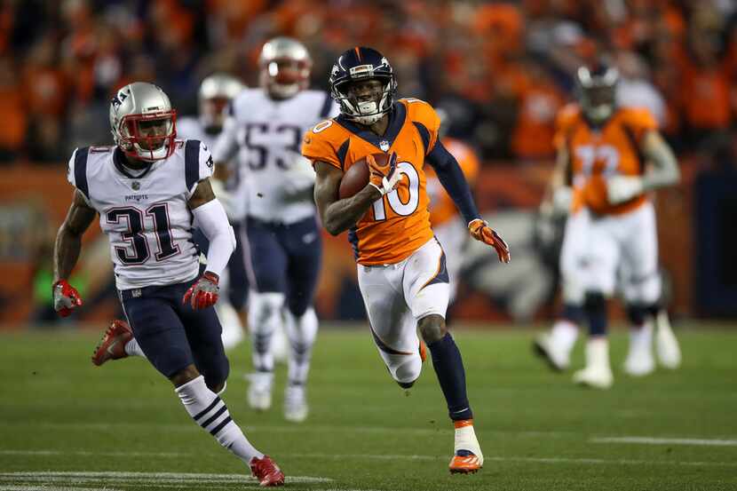 DENVER, CO - NOVEMBER 13:  Wide receiver Emmanuel Sanders #10 of the Denver Broncos has...