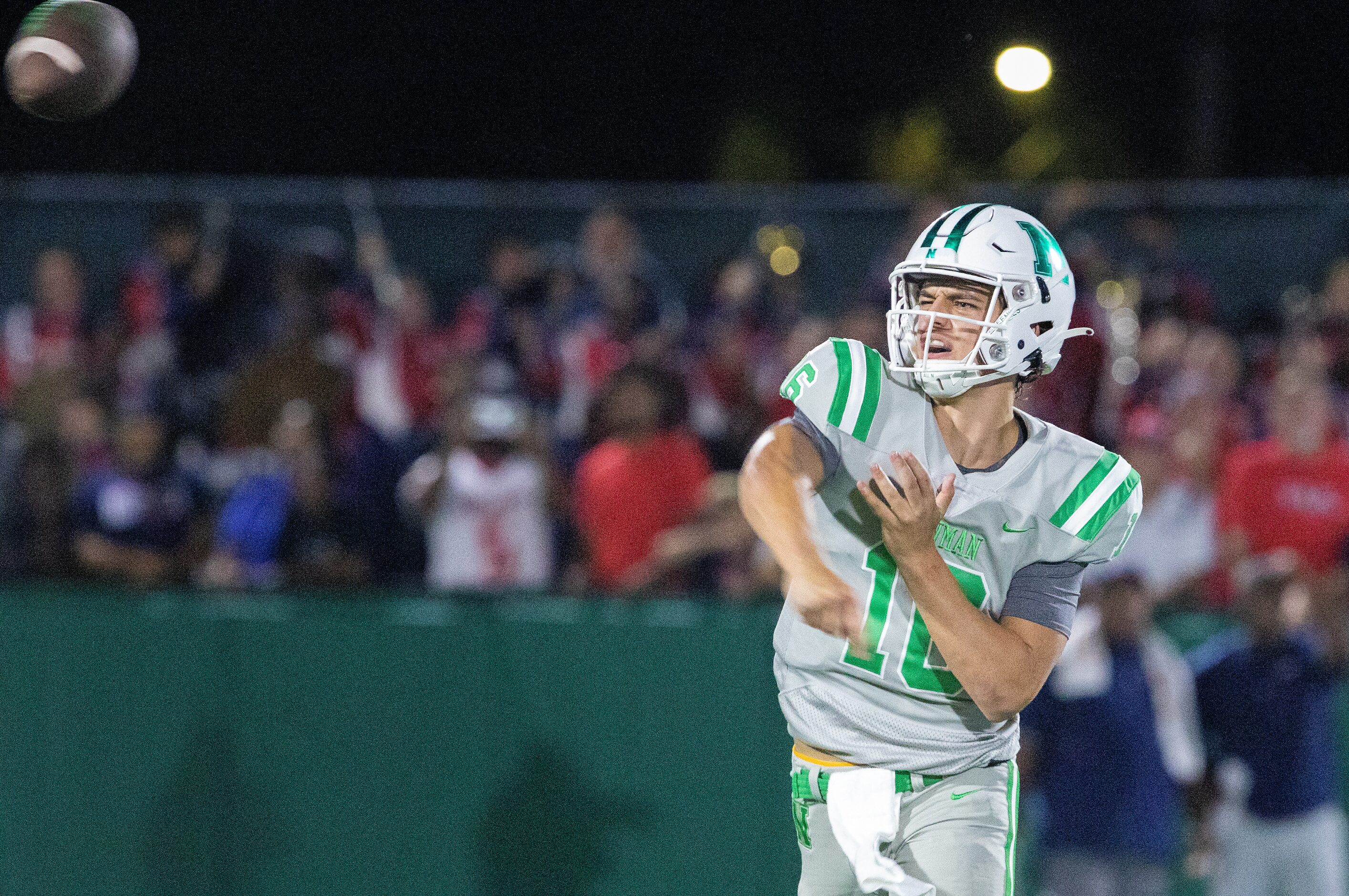 Arch Manning passes as Newman High School takes on Riverside Academy Friday, September 9,...