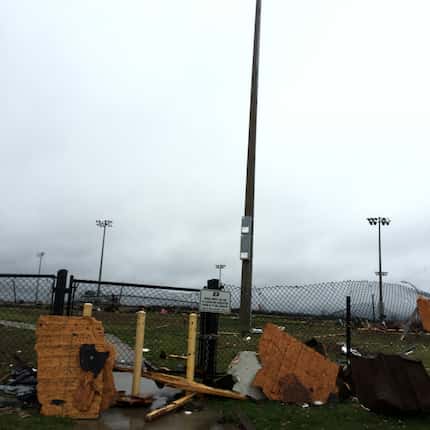 Field 2 at DeSoto's Meadow Creek Youth Football Complex was hard-hit by debris from a...