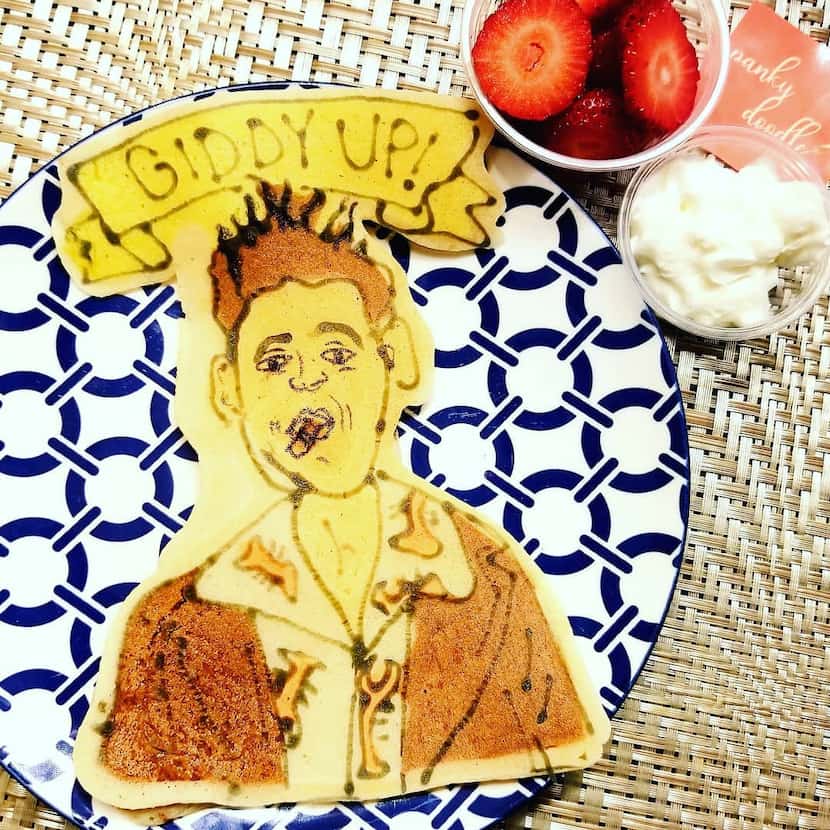 Kramer, of the television series Seinfeld, gazes out atop a pancake made by Aanchal Gupta.
