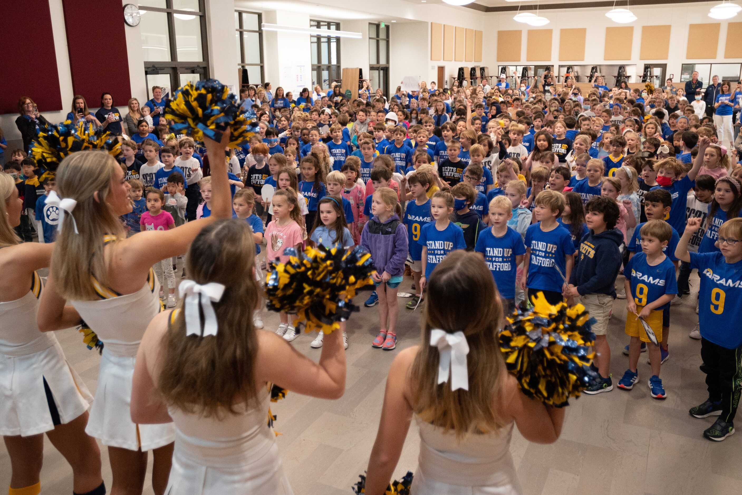 Highland Park Varsity cheerleaders taught and led a special cheer for elementary students...