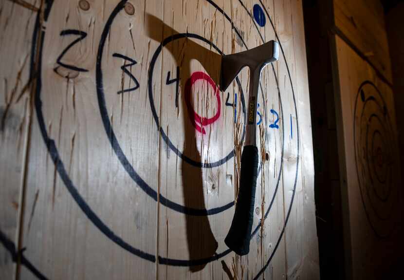 Ax throwers aim at a target, like this.