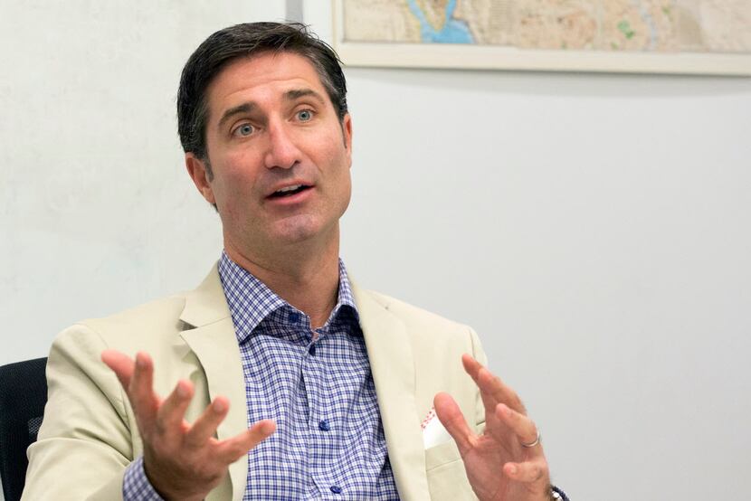 Taco Bell CEO Brian Niccol speaks during an interview at The Associated Press, Tuesday, June...