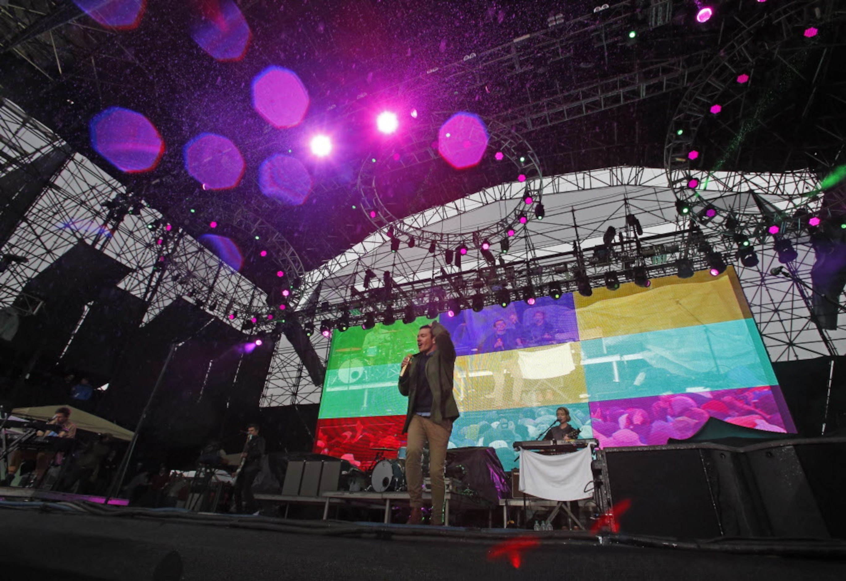 The band Fun. performs during the March Madness Music Festival in Dallas on Sunday, April 6,...