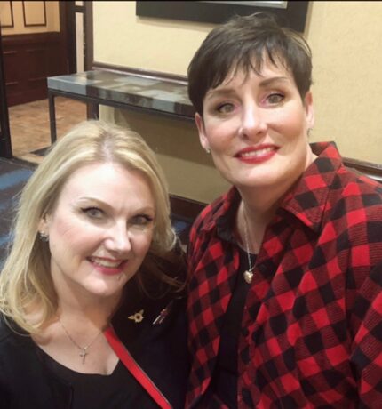 Southwest flight attendants Lyn Montgomery, left, who is also the president of Transport...