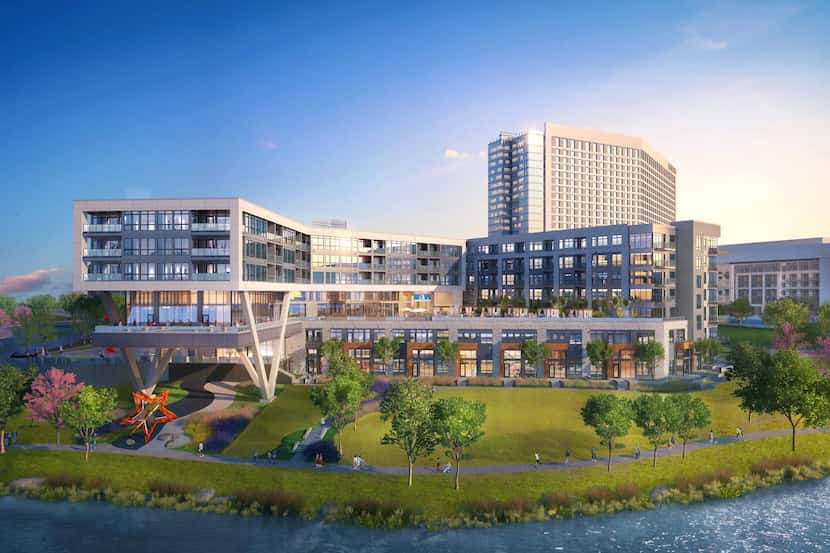The 299-unit One Rangers Way apartments are being built in Arlington's entertainment district.