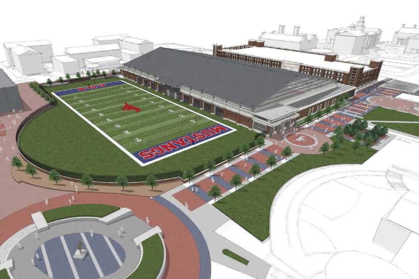 A sketch of SMU's new indoor-outdoor practice facility.