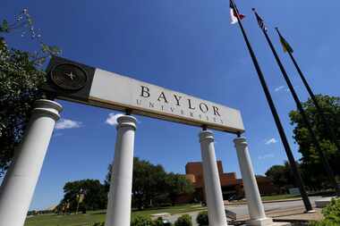 A sign of Baylor University is seen on South University Parks Drive in Waco, Texas, Tuesday,...