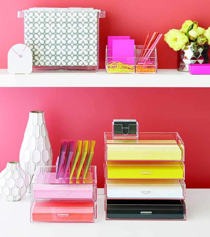 An organized home office will benefit from a simple system to keep papers and tools in...