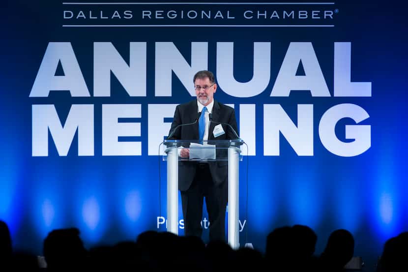 AT&T CFO John Stephens spoke during the Dallas Regional Chamber annual meeting in 2019.