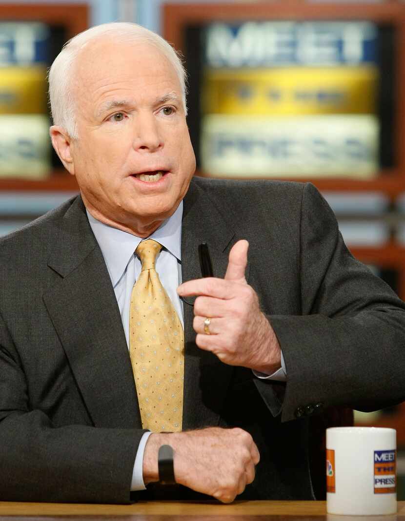 Arizona Sen. John McCain speaks during a September 2007 taping of "Meet the Press" at the...