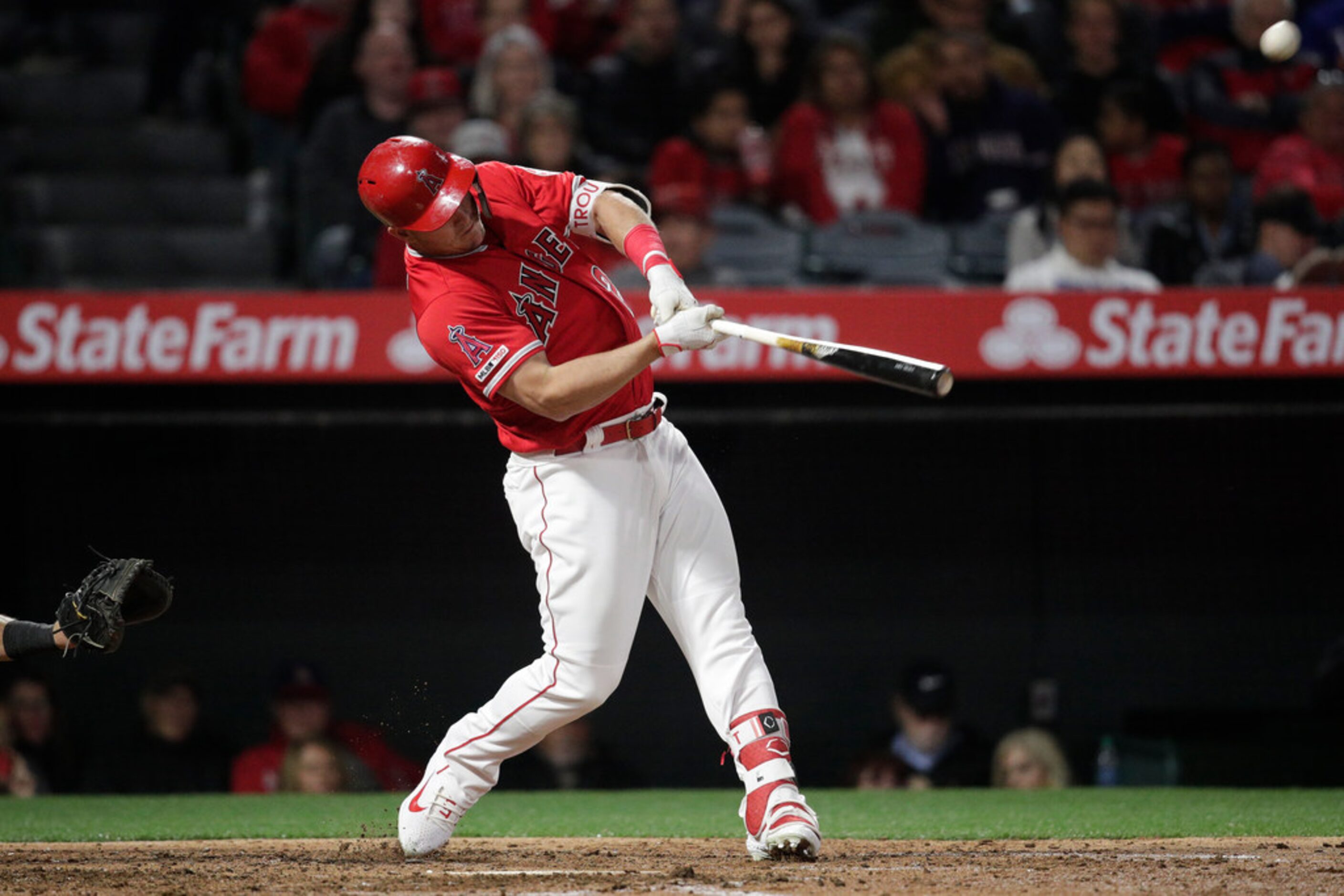 Los Angeles Angels' Mike Trout hits a home run during the sixth inning of the team's...