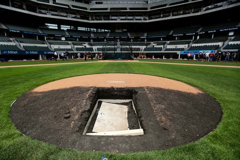 The Texas Rangers installed a retractable pitching mound at the new completed Globe Life...