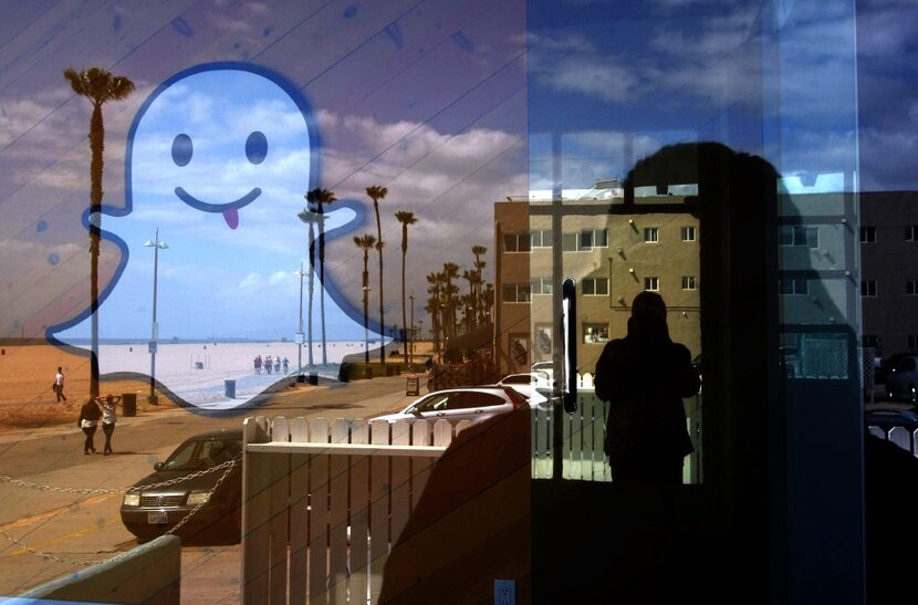 The Snapchat logo seems to float over Ocean Front Walk in Los Angeles' Venice neighborhood...