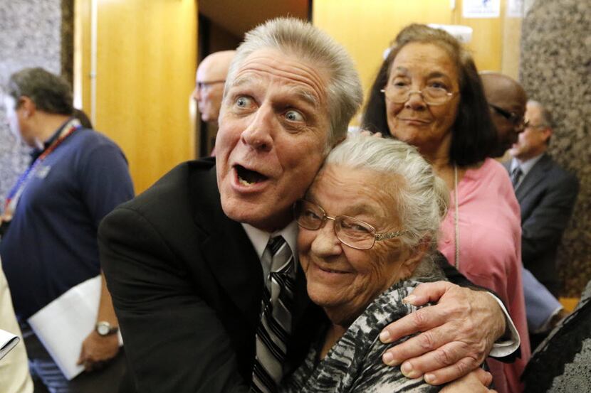 Steven Mark Chaney hugged his mother, Darla Chaney, after being released from prison in...