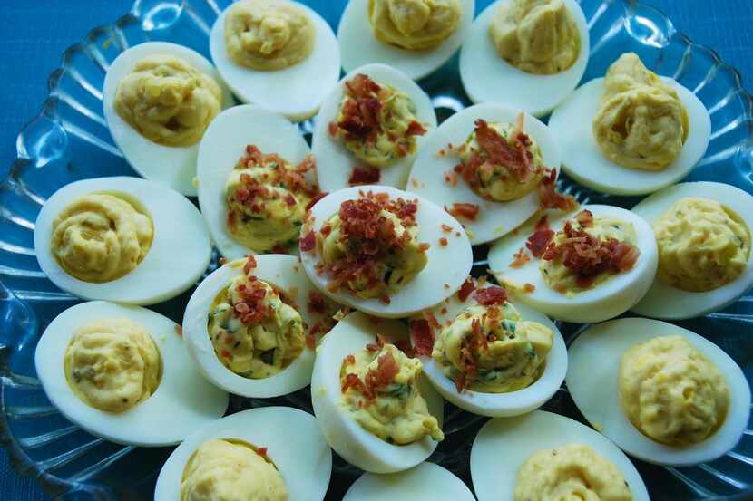 Two variations  on an old favorite: deviled eggs.