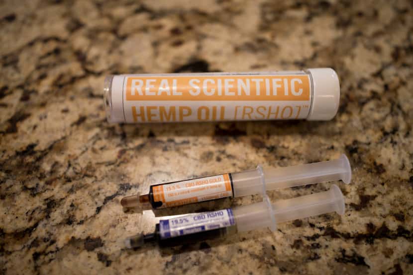 These are syringes of hemp oil that were used by Dustin and Penny Howard to ease their...