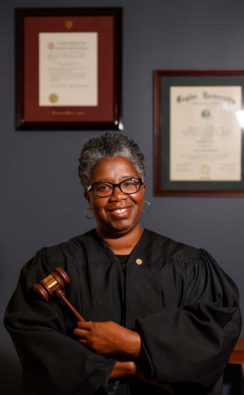 Judge Carmen White of Criminal Court 8, poses for a portrait in her chambers, Thursday,...