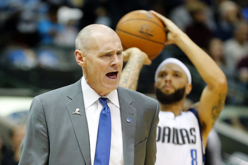 Dallas Mavericks head coach Rick Carlisle is fired up after calling a timeout against the...