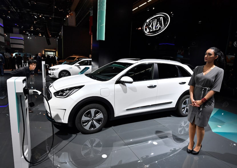 The Kia Niro plug-in hybrid, shown here at the International Frankfurt Motor Show IAA in...