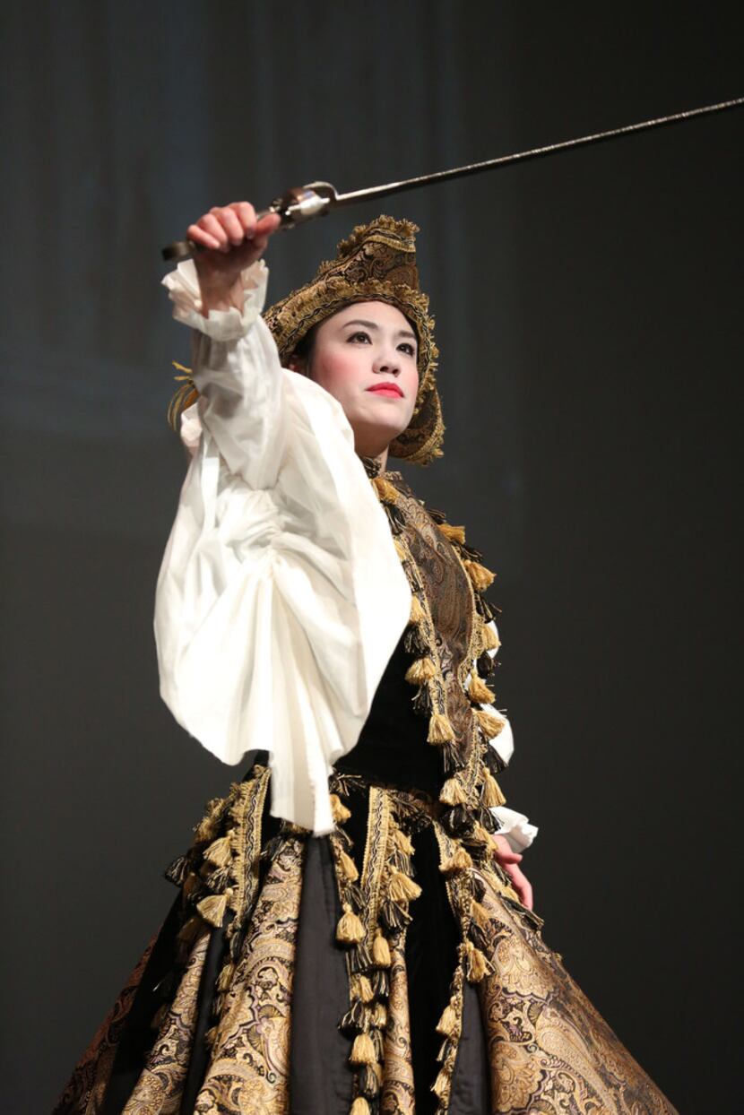 Kayla Nanto portrays Ulysses during a rehearsal for the Orchestra of New Spain's opera...