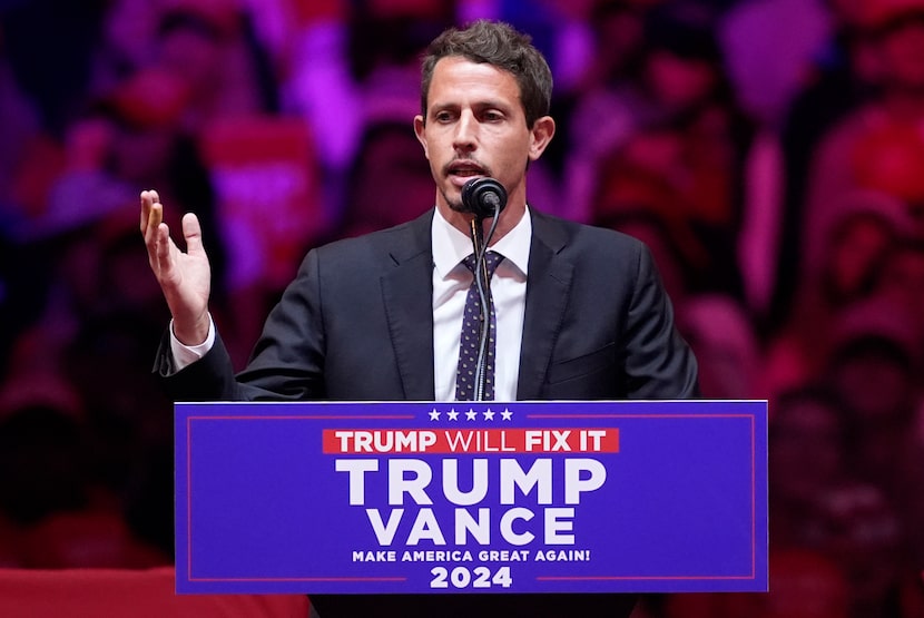 Tony Hinchcliffe speaks before Republican presidential nominee former President Donald Trump...