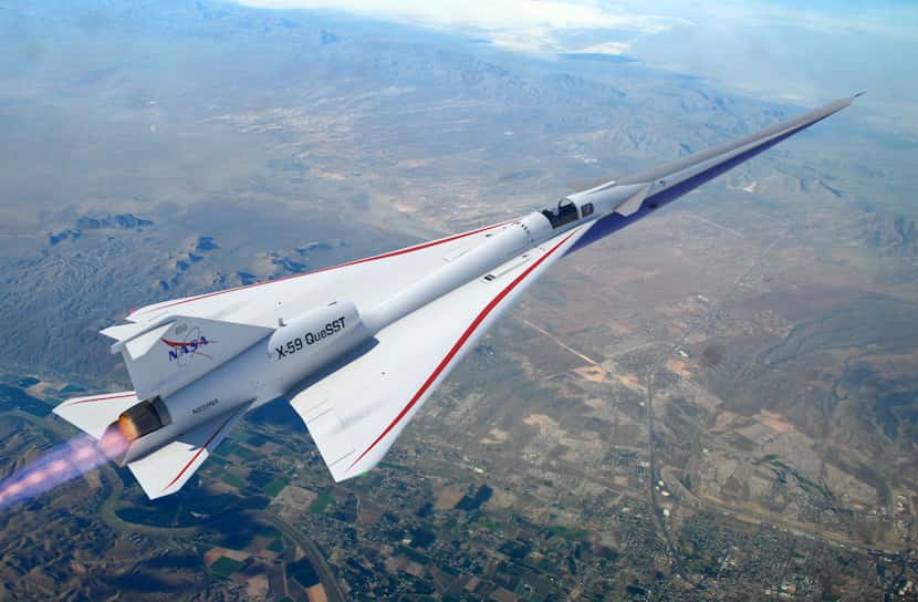 Rendering of the X-59 QueSST quiet supersonic jet being developed by NASA and Lockheed Martin.